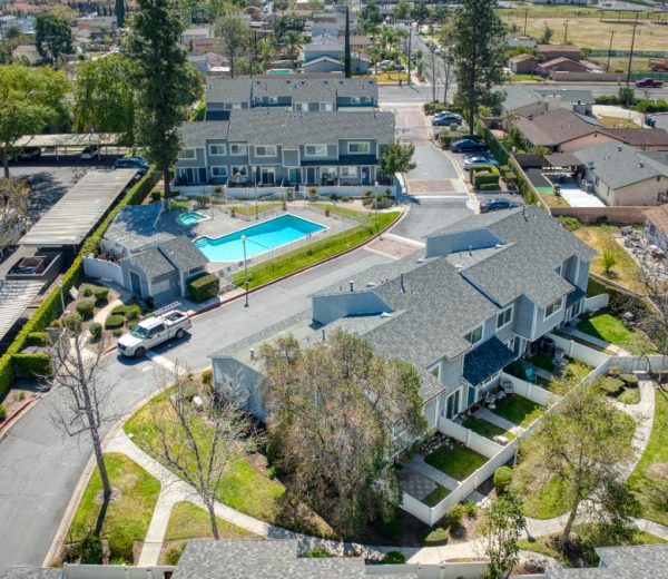 Charlmont Village aerial view with community pool